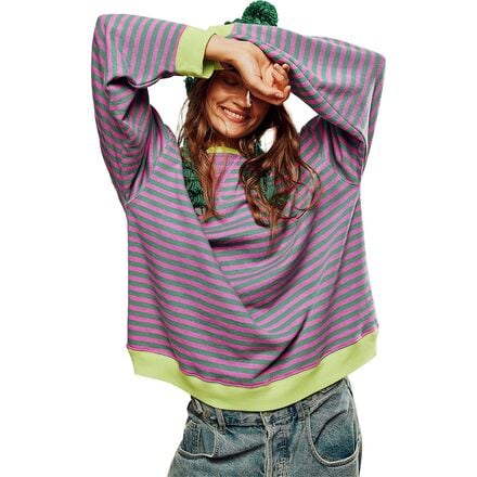Free People - Classic Striped Crew - Women's - Pink Combo
