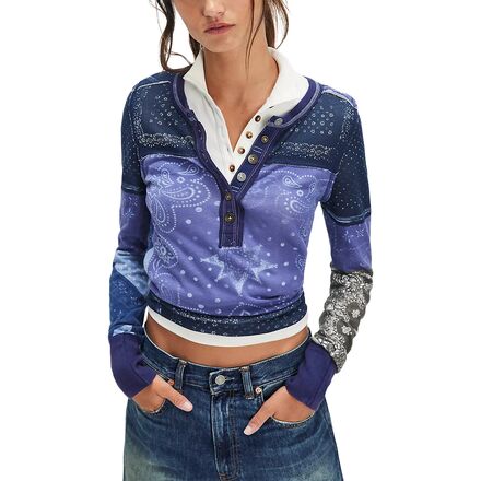 Indie Printed Cuff Top - Women's
