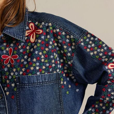 Free People - Rainbow Embroidered Denim Shirt - Women's