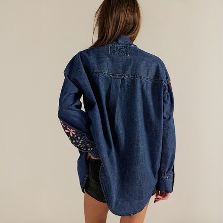Free People - Rainbow Embroidered Denim Shirt - Women's