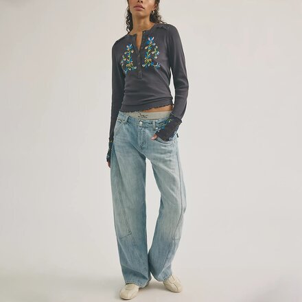 Free People - Fleur Embroidered Cuff Shirt - Women's
