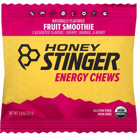 Honey Stinger - Organic Energy Chews - 12 Pack - Fruit Smoothie w/Cherry, Orange and Berry Chews