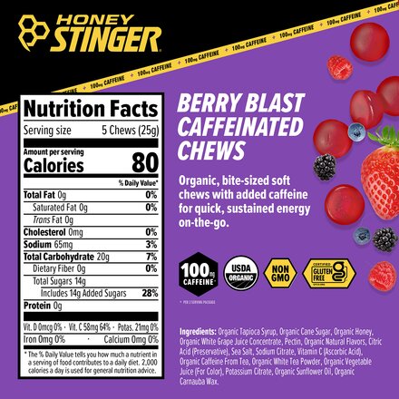 Honey Stinger - Caffeinated Energy Chews - 12-Pack
