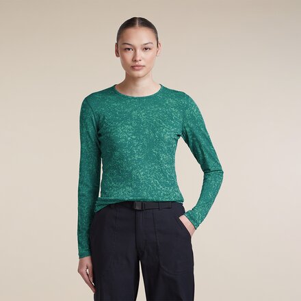 Icebreaker - 200 Oasis Moss Bloom AOP Long-Sleeve Crewe  Top - Women's