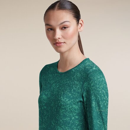Icebreaker - 200 Oasis Moss Bloom AOP Long-Sleeve Crewe  Top - Women's