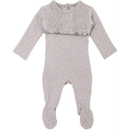 L'oved Baby - Organic Smocked Footed Bodysuit - Infants' - Fog Dots
