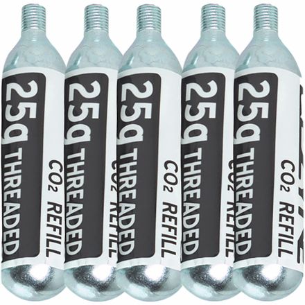 Lezyne - 25G Threaded CO2 Cartridge - 5-Pack Refill - Silver/W/B Sticker