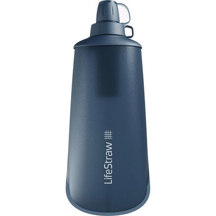 LifeStraw - Peak Series Collapsible Squeeze 1L Water Bottle with Filter - Dusty Mountain Blue