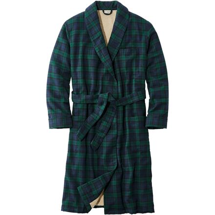 Scotch Plaid Flannel Sherpa Lined Robe - Men's