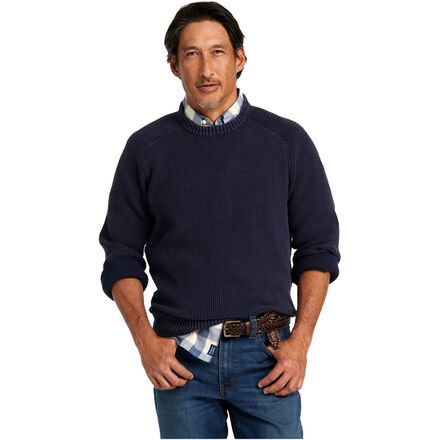 Sunwashed Textured Cotton Crewneck Sweater - Men's
