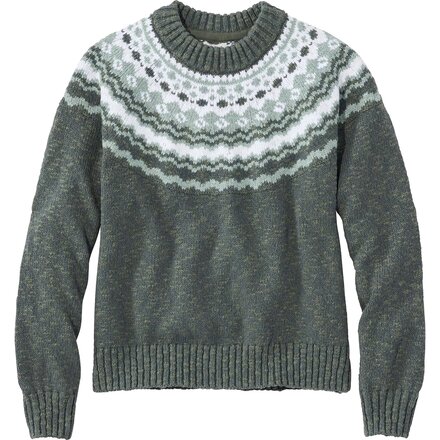 L.L.Bean - Cotton Ragg Relaxed Yoke Fair Isle Crewneck Sweater -Women's