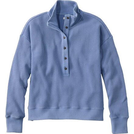 Sunwashed Waffle Mockneck Henley - Women's