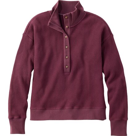 Sunwashed Waffle Mockneck Henley - Women's