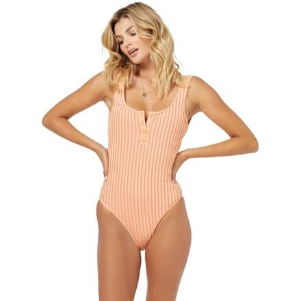 L Space - Float On Rib One-Piece Classic Swimsuit - Women's - Tangy/Bougainvillea