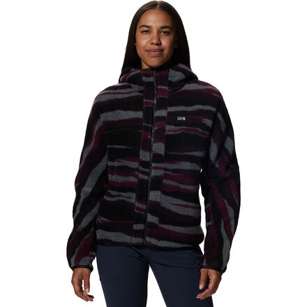 Mountain Hardwear - HiCamp Fleece Full-Zip Hooded Jacket - Women's - Cocoa Red Landscape Print