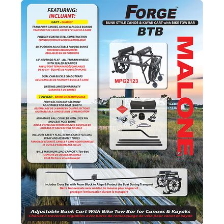 Malone Auto Racks - Forge BTB - Canoe & Kayak Cart W/Bike Tow Bar