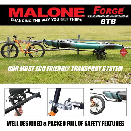 Malone Auto Racks - Forge BTB - Canoe & Kayak Cart W/Bike Tow Bar