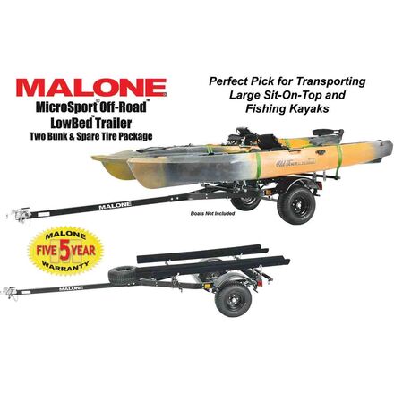Malone Auto Racks - MicroSport Off-Road Lowbed 2 Kayak Trailer With Spare Tire