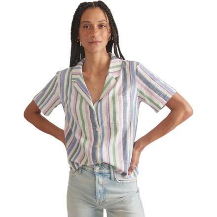 Marine Layer - Lucy Short-Sleeve Hemp Resort Shirt - Women's - Cool Stripe