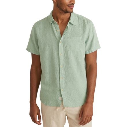 Marine Layer - Solid Dobby Texture Short-Sleeve Shirt - Men's - Silt Green