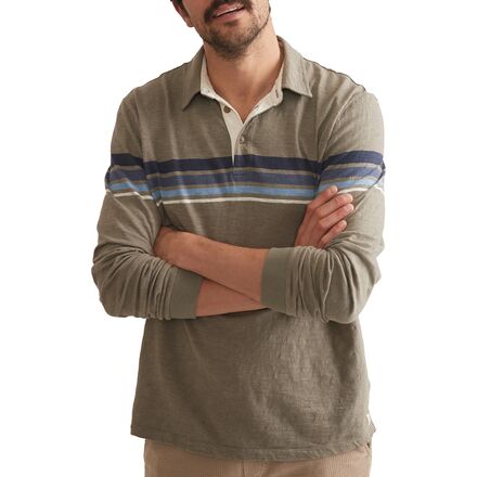 Marine Layer - Nirvana Heavy Slub Stripe Long-Sleeve Rugby Polo - Men's