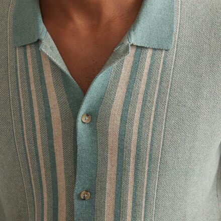 Marine Layer - Short-Sleeve Border Stripe Button-Down Sweater - Men's