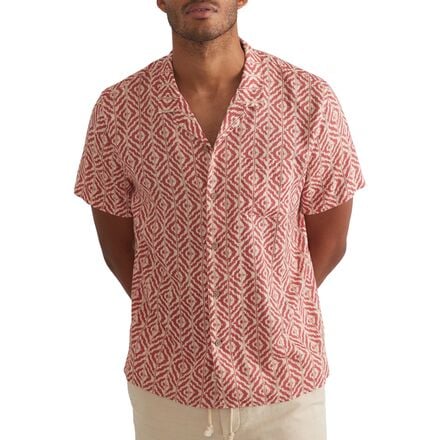Marine Layer - Short-Sleeve Tencel Linen Resort Shirt - Men's - Coral Ikat
