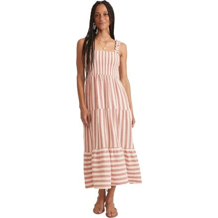 Marine Layer - Selene Smocked Tiered Maxi Dress - Women's - Auburn/White Stripe