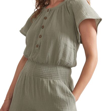 Marine Layer - Short-Sleeve Double Cloth Romper - Women's