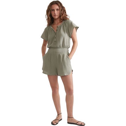 Marine Layer - Short-Sleeve Double Cloth Romper - Women's