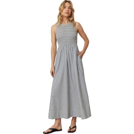 Smocked Tank Stripe Midi Dress - Women's