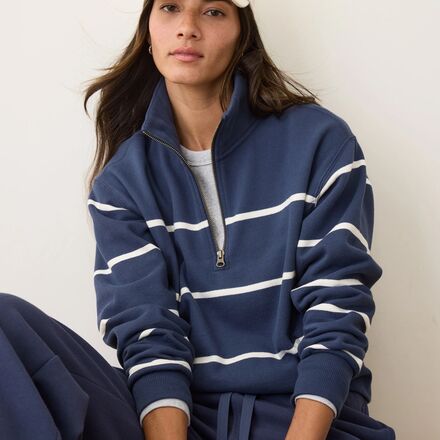 Marine Layer - Cloud 9 Stripe Half Zip Sweatshirt - Women's
