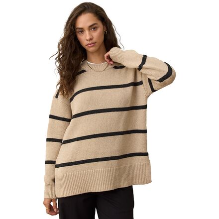 Oversized Striped Crewneck Sweater - Women's
