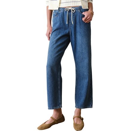 Denim Drawstring Straight Leg Pant - Women's