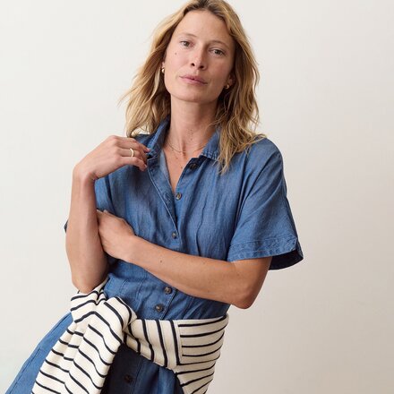 Marine Layer - Arden Mini Chambray Shirt Dress - Women's