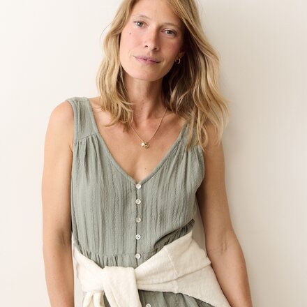 Marine Layer - Button Through Corinne Dobby Dress - Women's