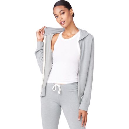 Monrow Women's Supersoft Zip Up Hoody | Lightweight Terry Hoodie With Front Pockets - View #4