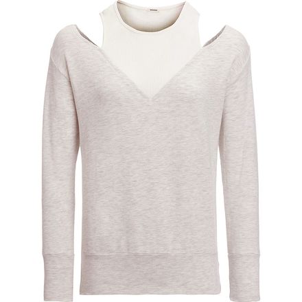 Monrow - Off Shoulder Double Layer Sweatshirt - Women's