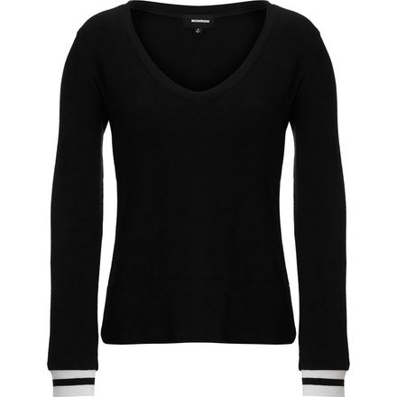 Monrow - Supersoft Long-Sleeve V-Neck Elastic Cuff Top - Women's