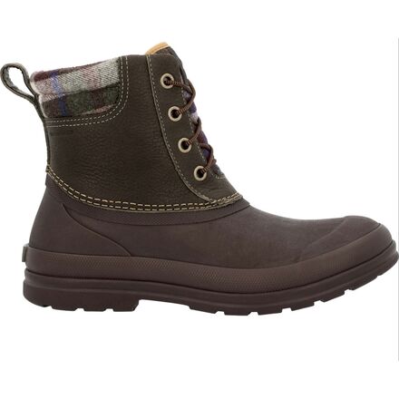 Muck Boots - Originals Leather Duck Lace Boot - Men's - Dark Olive/Dark Brown/Plaid Wool