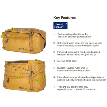 NEMO Equipment Inc. - Double Haul Convertible Duffel 55L Bag