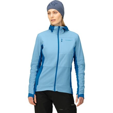 Norrona - Falketind Alpha90 Insulated Zip Hooded Jacket - Women's - Aquarius/Mykonos Blue