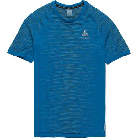 ODLO - Blackcomb Ceramicool Crew Neck T-Shirt - Men's - Mykonos Blue Space Dye