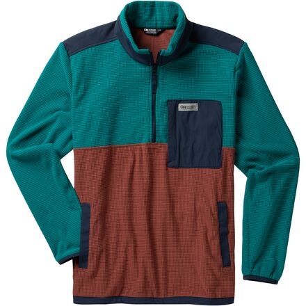 Outdoor Research - Trail Mix 1/4-Zip Pullover - Men's - Deep Lake/Brick/Naval Blue