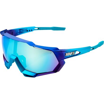 100% - Speedtrap Sunglasses - Matte Met Into the Fade Blue Topaz Mult Mir Lens