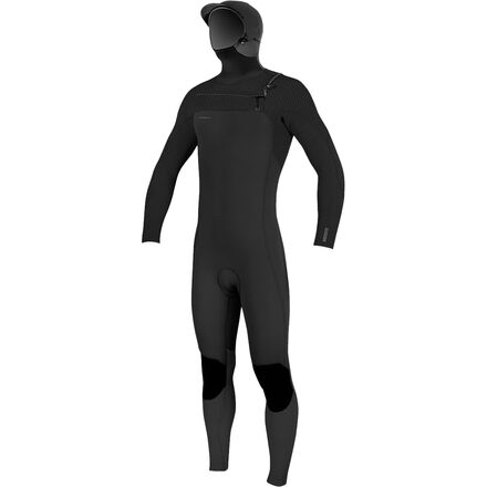 O'Neill - Hyperfreak 5/4+mm Hooded Chest-Zip Full Wetsuit - Men's - Black/Black