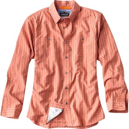 Orvis - Tech Chambray Plaid Long-Sleeve Work Shirt - Men's - Burnt Orange