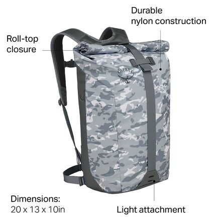Osprey Packs - Transporter Roll Top 25L Backpack - Camo Slate Grey