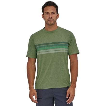 Patagonia - Capilene Cool Daily Graphic Short-Sleeve Shirt - Men's - Line Logo Ridge Stripe/Sedge Green X-Dye