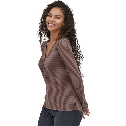 Patagonia - Mainstay Henley Top - Women's - Bumble Bee Stripe/Dusky Brown
